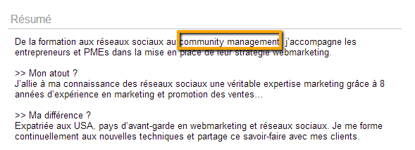 résumé profil Linkedin